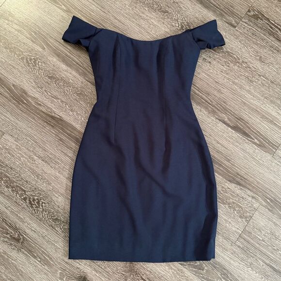 Vera Wang Navy Off Shoulder Dress - Picture 1 of 6
